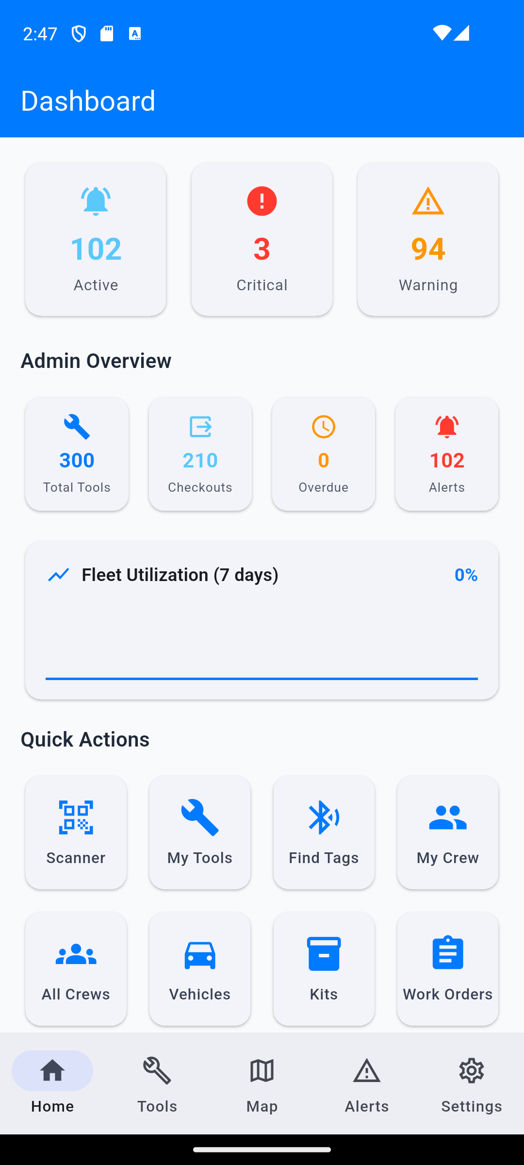 FieldForce mobile app showing the current asset view for a field worker.